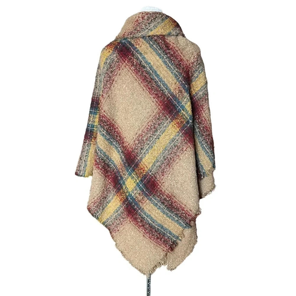 NWT New Directions Plaid Toggle Wrap Poncho